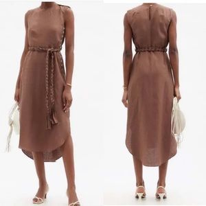 Anthro Belize Corinne Braided Belt Linen Dress